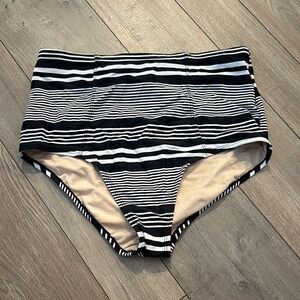 Striped High-Waisted (Full coverage) Bikini Bottoms